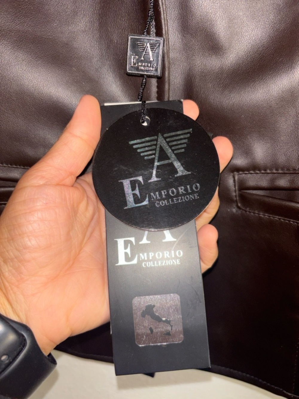 Emporio Armani Dark Brown Leather Jacket - Tailored Blazer Style - Picture 3 of 14